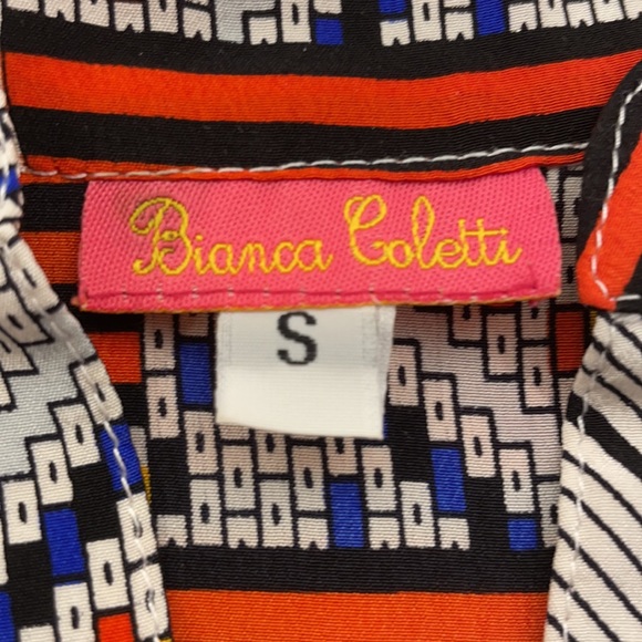 Bianca Coletti S/S silk geometric print top Sz. S - Picture 5 of 6
